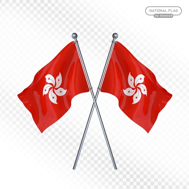 Las banderas cruzadas de Hong Kong en 3D