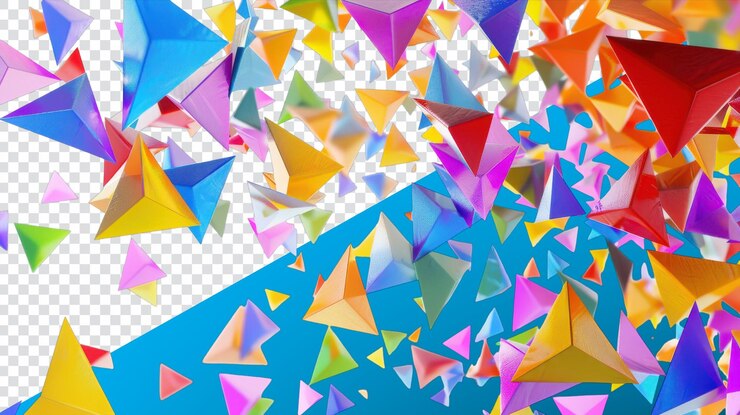 PSD las banderas de la fiesta del triángulo multicolor vibrante