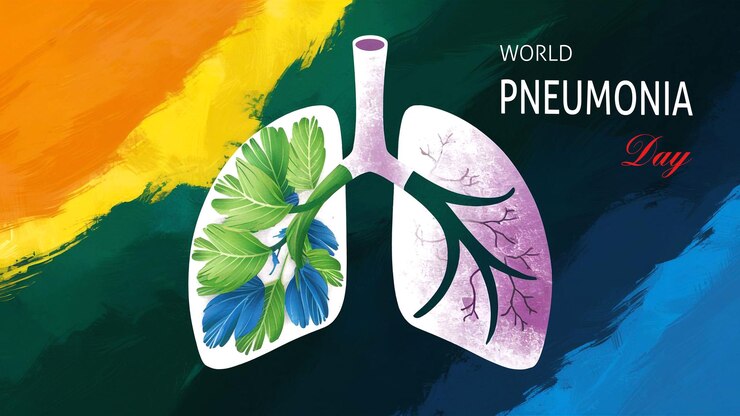 PSD banderas de fondo para el día mundial de la pneumonía