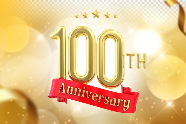 Banderas de oro del 100 aniversario en 3D