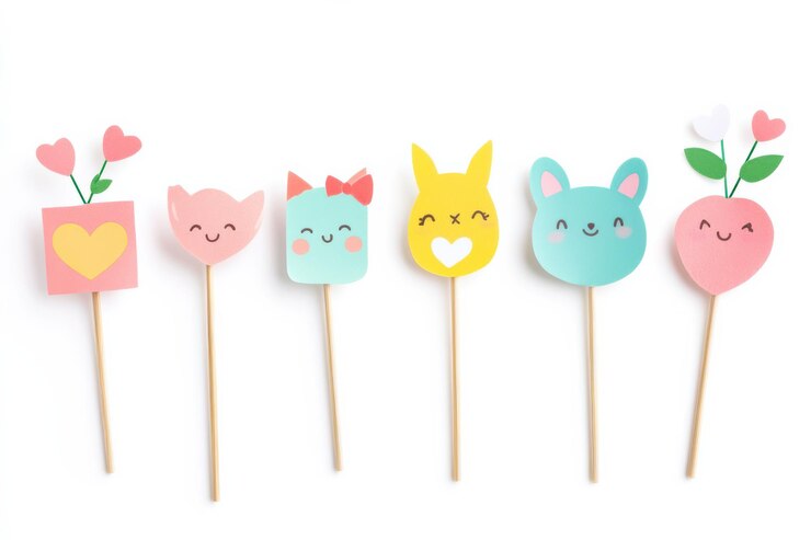 PSD las banderas pegajosas de kawaii con formas encantadoras y bonitas aisladas sobre un fondo transparente