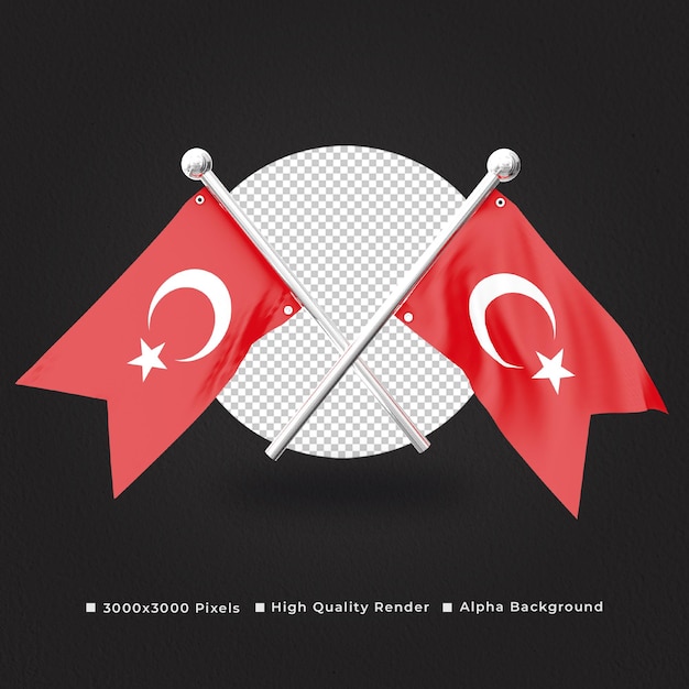 PSD banderas de turquía con renderizado de alta calidad y fondo transparente
