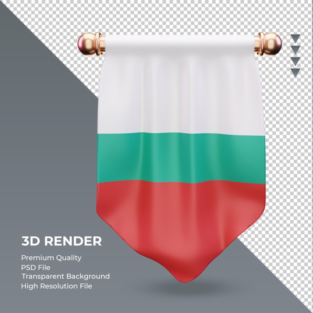 PSD banderín 3d bandera de bulgaria renderizado vista frontal