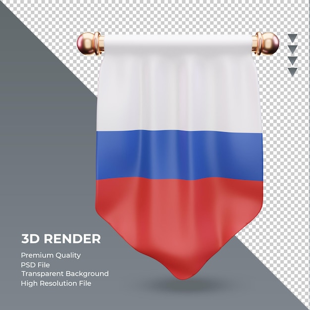 PSD banderín 3d representación de la bandera rusa vista frontal