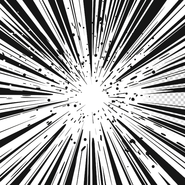 Des bandes dessinées abstraites avec des lignes radiales d'explosion flash sur un fond transparent