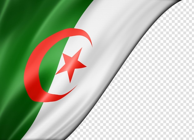 Bandiera algerina isolata su banner bianco