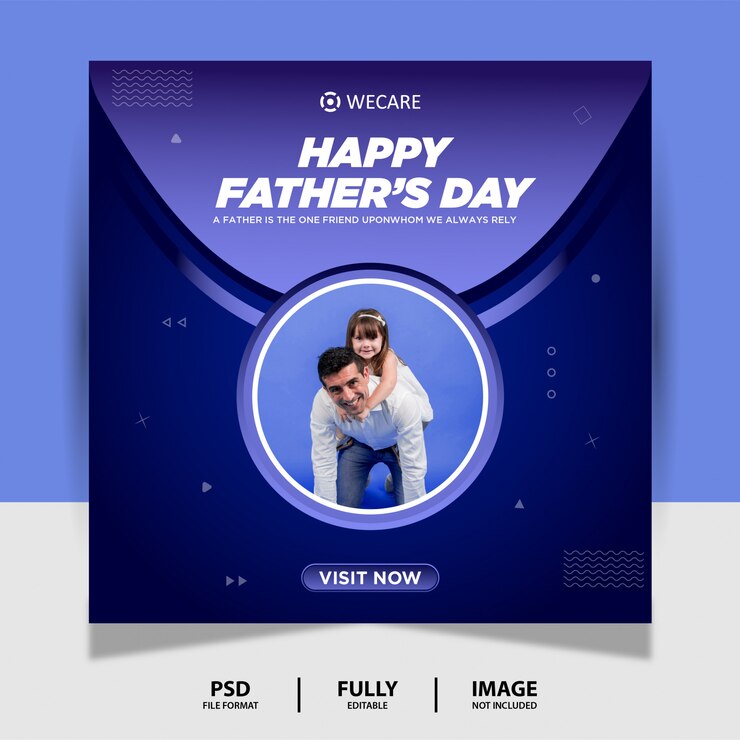 Bandiera blu della posta di media di festa del papà di colore di pendenza blu