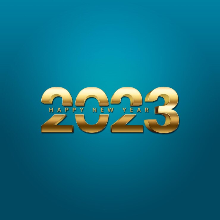 PSD bandiera blu dorato del nuovo anno 2023