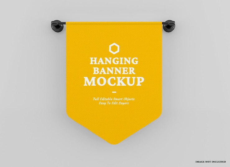 PSD bandiera da parete appesa mockup