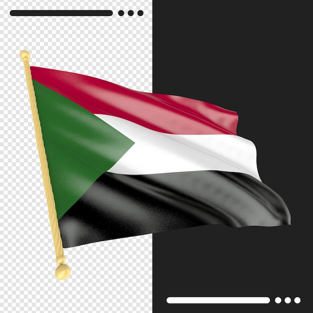 Bandiera del Sudan rendering 3d isolato