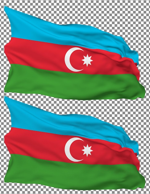 Bandiera dell'Azerbaigian onde isolate in pianura e texture bump con sfondo trasparente rendering 3D
