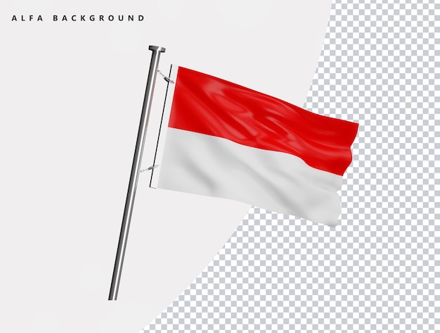 Bandiera dell'Indonesia di alta qualità nel rendering 3d realistico