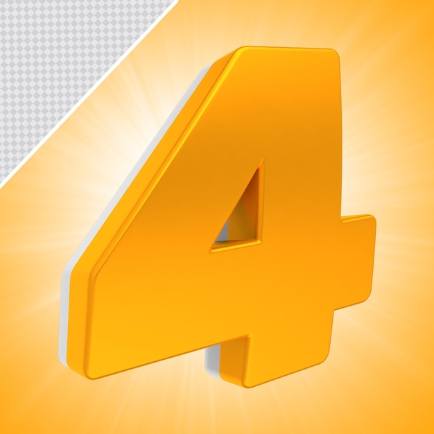 Bandiera dell'oro numero 4 rendering 3d