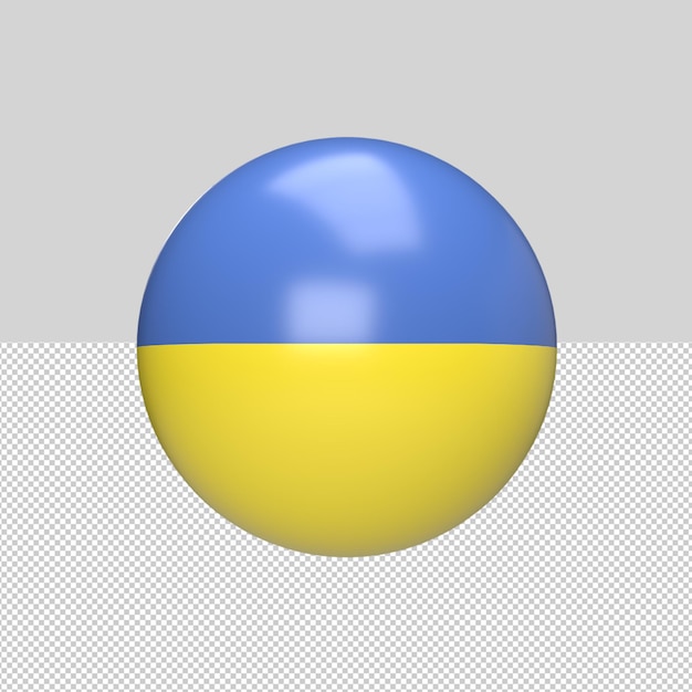 Bandiera dell'Ucraina nel rendering 3d della sfera