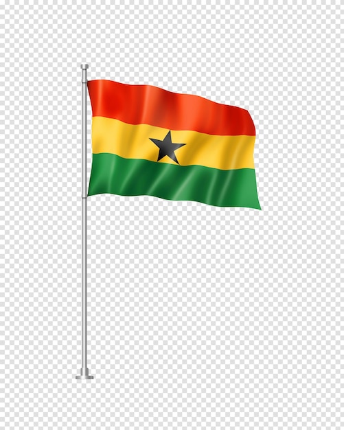 Bandiera della bandiera del Ghana isolata su bianco