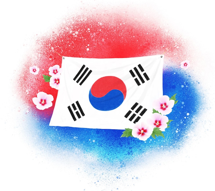 PSD bandiera della corea del sud con l'ibisco