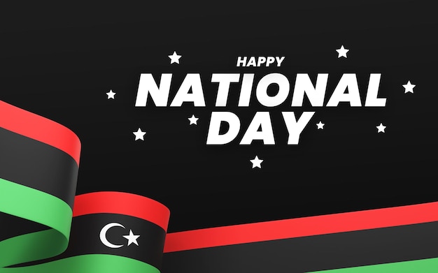 Bandiera della Libia design banner del giorno dell'indipendenza nazionale testo modificabile e sfondo