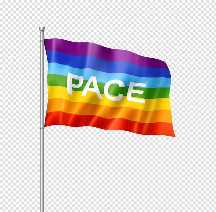 PSD bandiera della pace dell'arcobaleno isolata su bianco