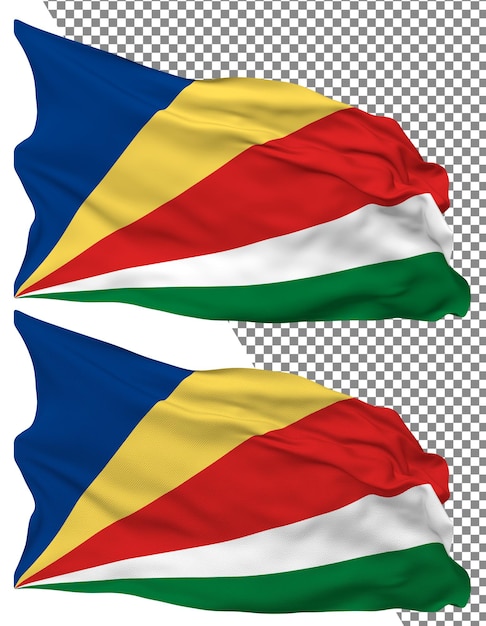 Bandiera delle Seychelles ondata isolata semplice consistenza bump sfondo trasparente rendering 3D