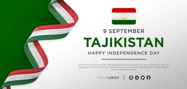 Bandiera di celebrazione del giorno dell'indipendenza nazionale del Tagikistan, anniversario nazionale