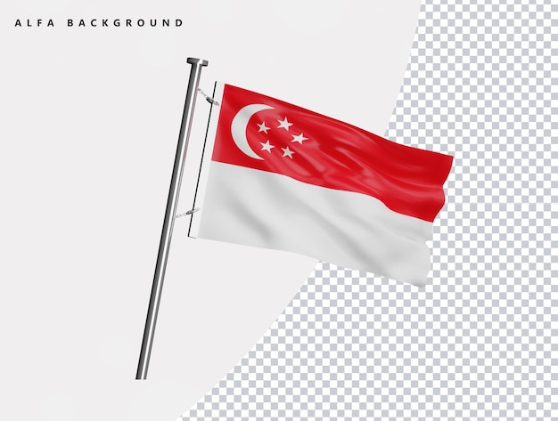 Bandiera di Singapore di alta qualità in rendering 3d realistico