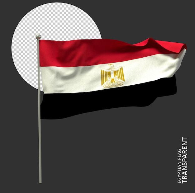 bandiera egiziana sventolante su sfondo grigio, rendering 3d, bandiera egiziana 3D