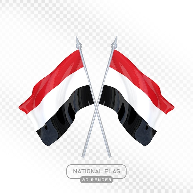 Bandiera nazionale 3D dello Yemen