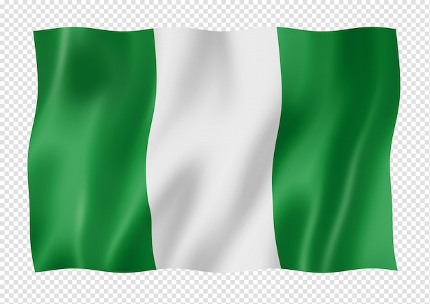 Bandiera nigeriana isolata su banner bianco