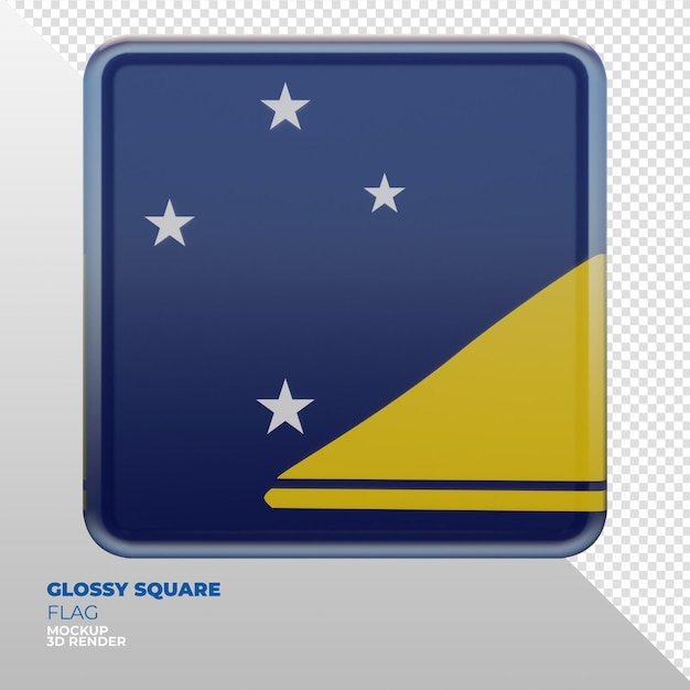 Bandiera quadrata lucida strutturata 3d realistica di Tokelau