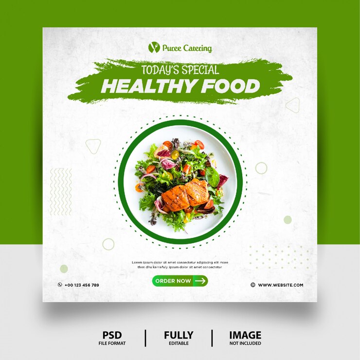 Bandiera sociale dell'alberino di media dell'alimento sano di colore verde