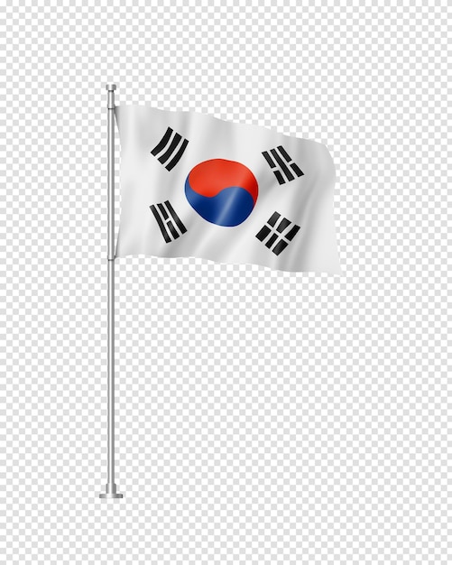Bandiera sudcoreana isolata su bianco