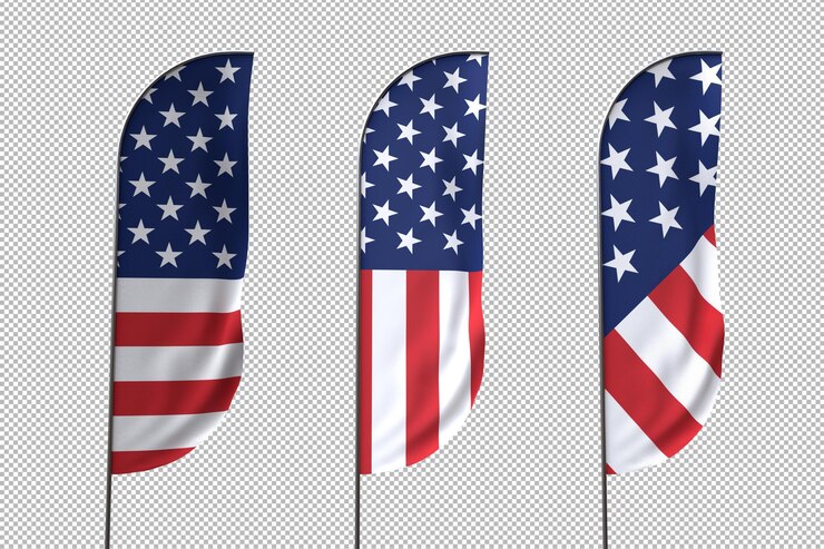 PSD bandiere americane su trasparenti