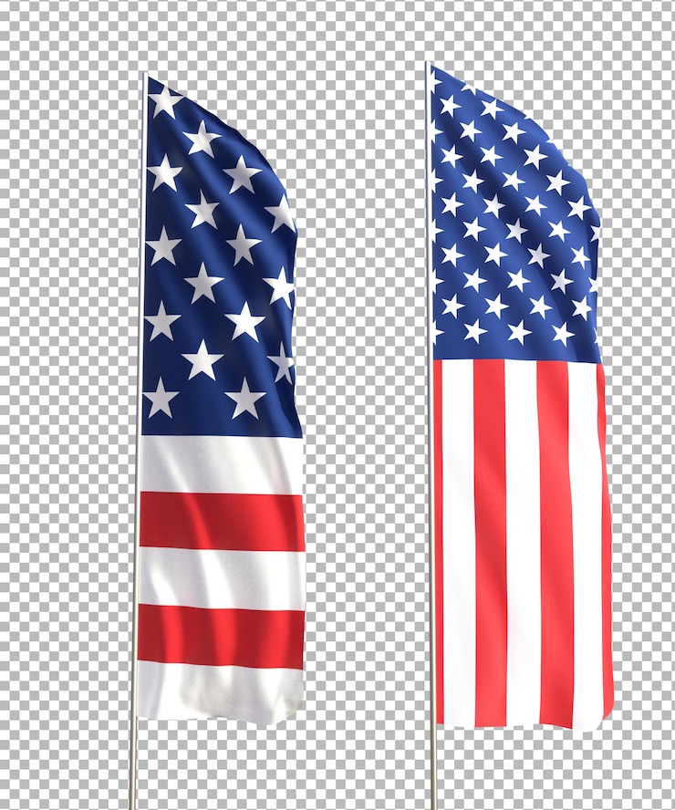PSD bandiere americane su trasparenti