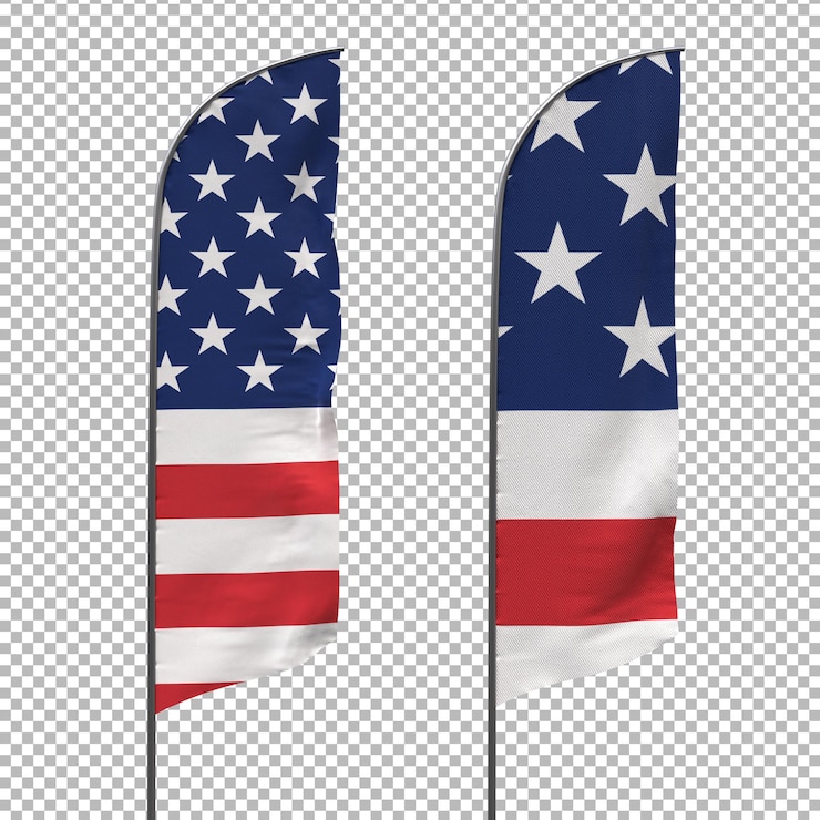 PSD bandiere americane su trasparenti