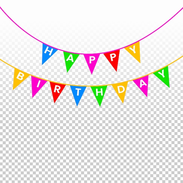 bandiere di buon compleanno colorate per elemento modello di disegno di compleanno formato file psd