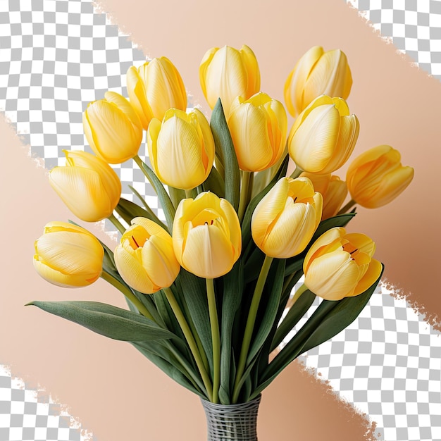 Bando isolado de fundo transparente de tulipas amarelas