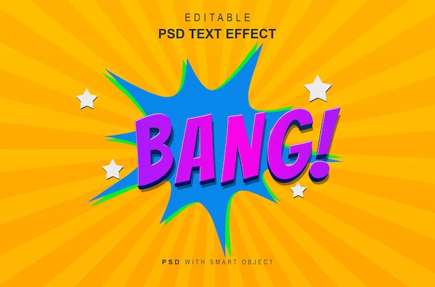 PSD bang efeito de fala em quadrinhos estilo de texto 3d