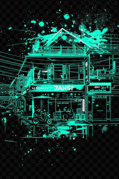 PSD bangkoks khao san road avec des bars de rue de randonneur hos psd t-shirt vectoriel tatouage encre scape art