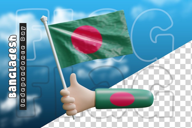 Bangladesh acenando a bandeira na mão ou bandeira de bangladesh na mão