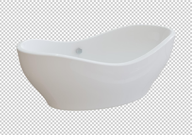 Banheira de cerâmica branca moderna isolada no fundo branco. Renderização 3D