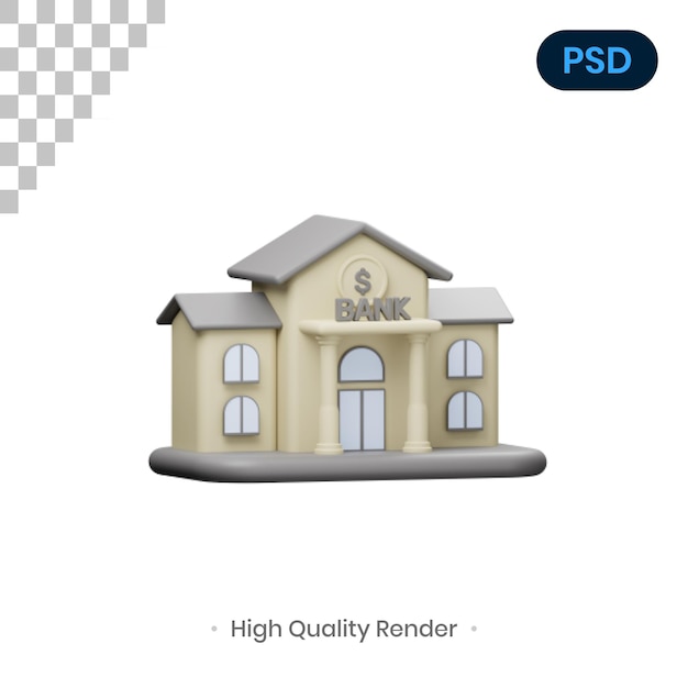 Bank 3d render illustration premium psd