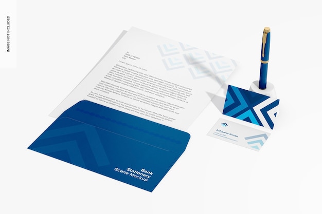 Bank-Briefpapier-Szenen-Mockup-Perspektive