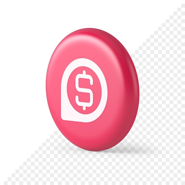 Bank money exchange map pin pointer button cash location dollar symbol web app design 3d realistic icon