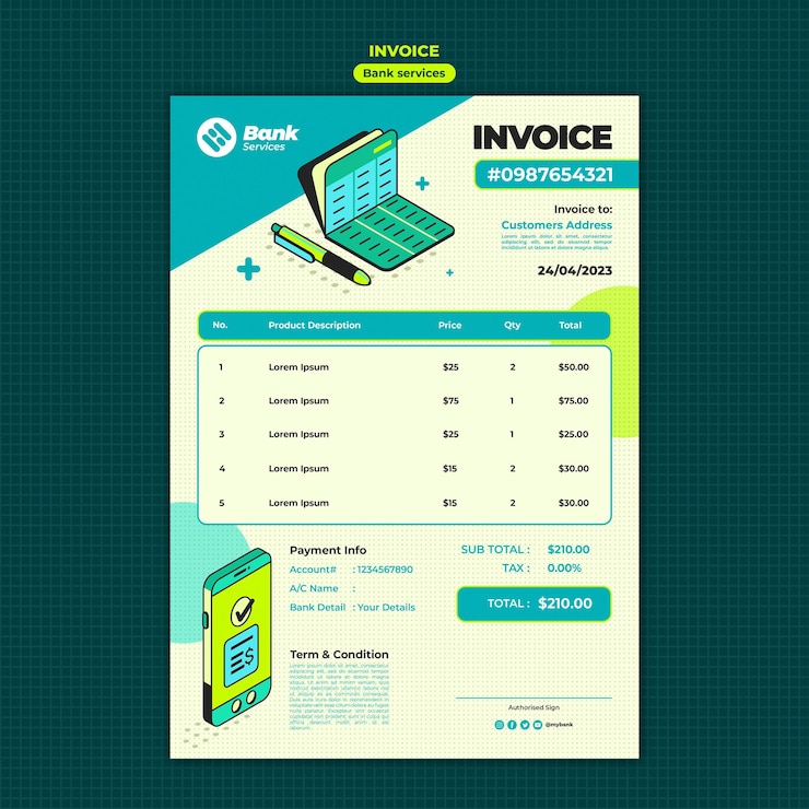 PSD bank service invoice banner template