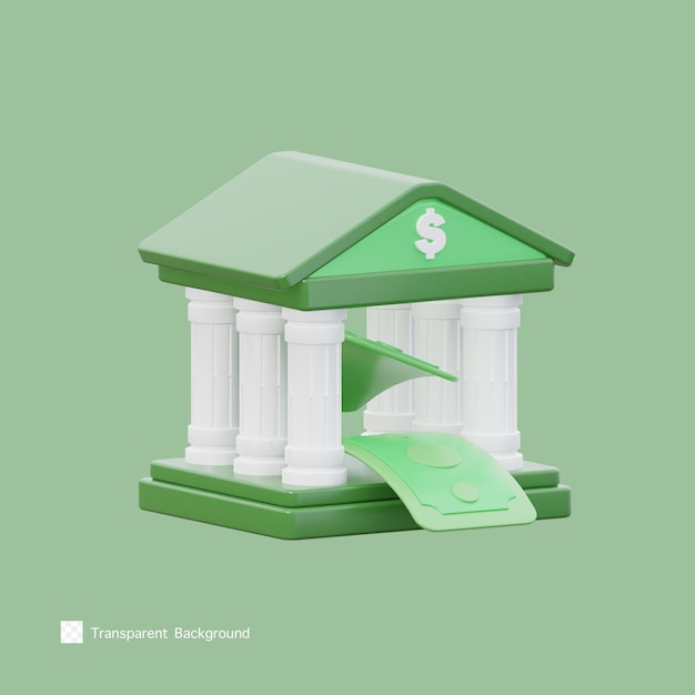 Bankgebäude Symbol 3D-Darstellung