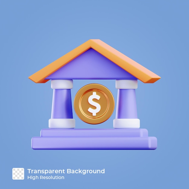Banksymbol 3D-Renderillustration isolierte Premium-PSD