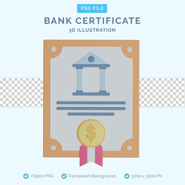 Bankzertifikat 3d-illustration