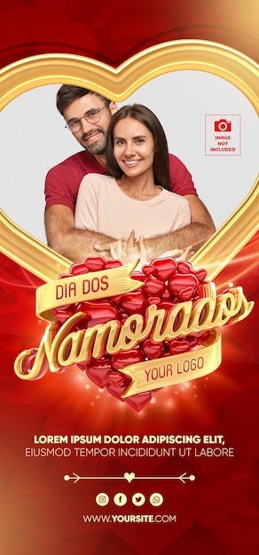 Banner 3d rendern valentinstag auf brasilianisch