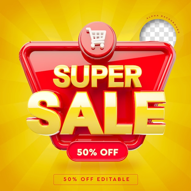 Banner 3D Super Sale con 50 di SCONTO
