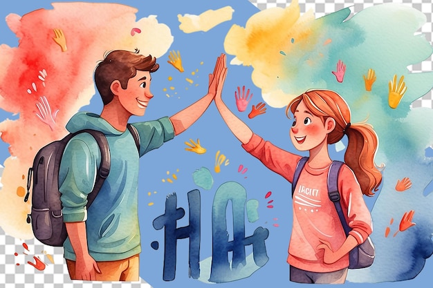 PSD banner de acuarela high five hues para el día nacional high five png